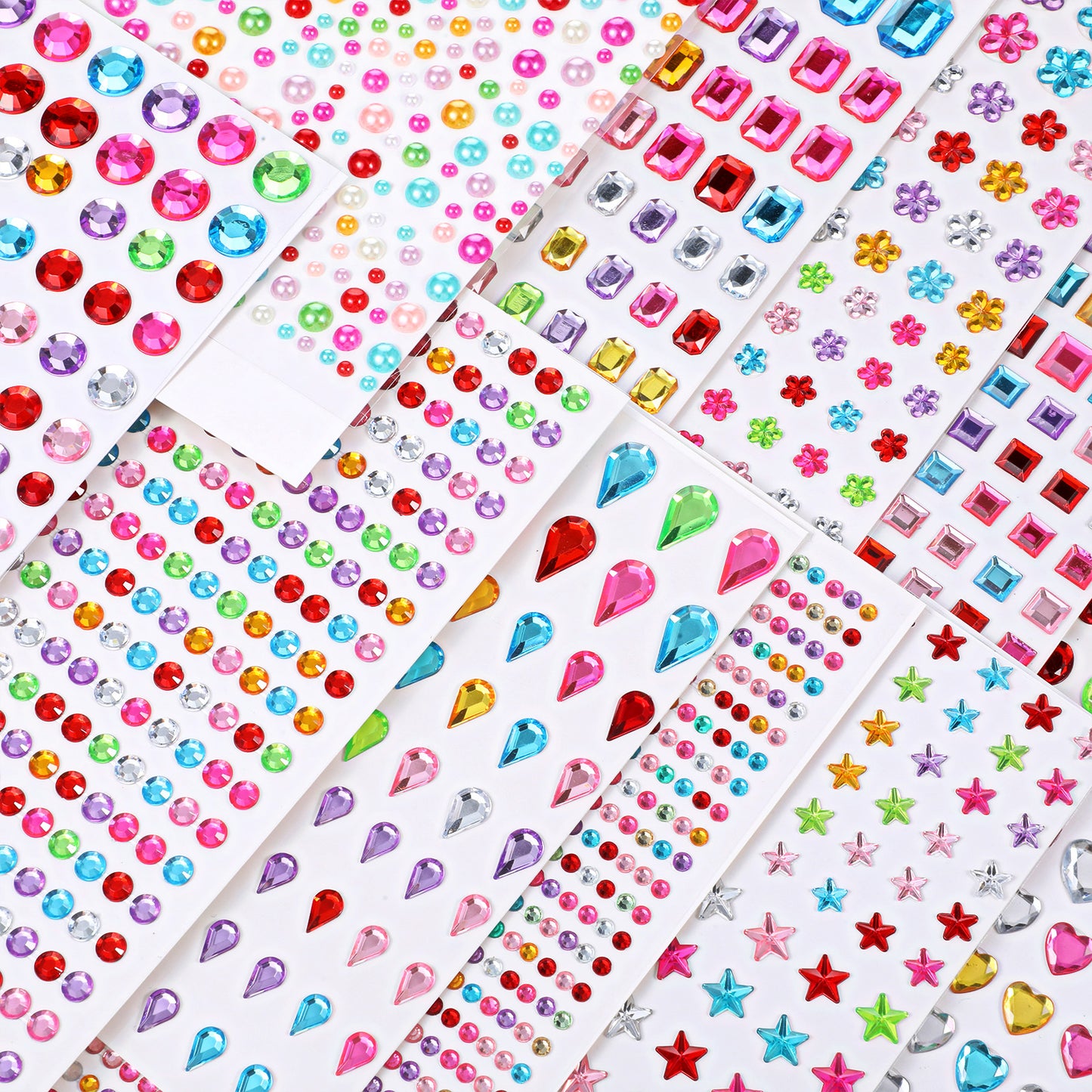 3385Pcs Gem Stickers Rhinestones Crafts Self Adhesive Jewel Stickers Stick On Gems Crystal for Crafts Sparkle Glitter Diamond Deco Bling Sticker Earrings for Face Scrapbook Supplies DIY Art