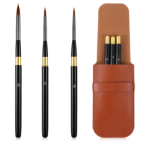 3 Pcs Travel Watercolor Brushes with Leather Pouch Artist Brushes Watercolor Paint Brush Portable Compact Artist Brush Travel Watercolor-Kit for Detail Painting Ink Painting