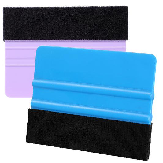 2 Pcs Vinyl Wrap Squeegee Tool 4 Inch Mini Felt Scraper for Car Wrap Window Tint Film Wallpaper Crafts DIY Projects (Purple, Blue)