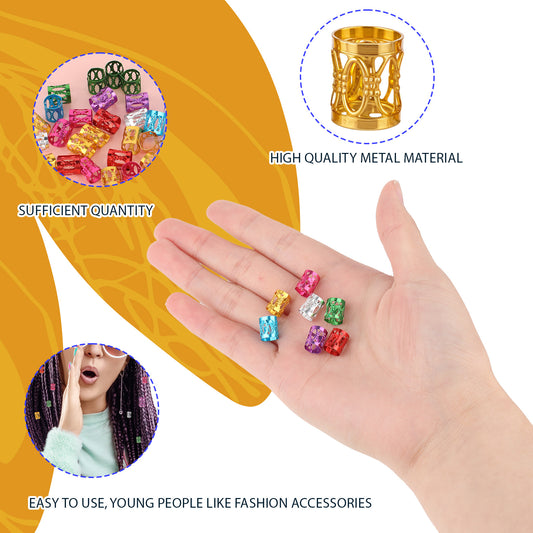 400 Pcs Dreadlocks Beads, Colorful Hair Braid Rings Clips, Hair Jewelry for Braids, Adjustable Metal Cuffs Braiding Hair Accessories, Multicolor Braids Hair Rings Decorations for Women and Girls