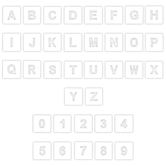 72pcs Letter and Number Stencils 1 Inch Letter Stencils Alphabet Spray Paint Stencil Reusable Plastic Number Stencil for Painting on Wood Wall Fabric Rock Calligraphy DIY Craft