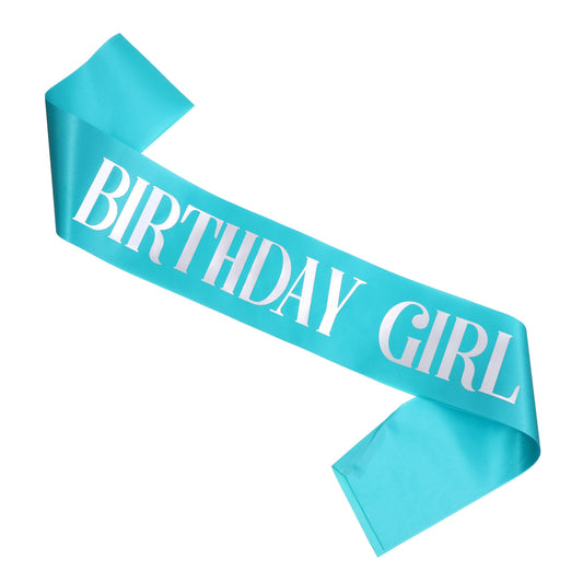 Birthday Girl Sash Funny Birthdays Party Decorations Silver Foil Teal Blue Birthday Sash for Girl Happy Birthdays Sashes 16th 18th 20th 21st 30th Party Gifts Favors Decorations
