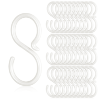 FdcLixuvol 30PCS Plastic S Hooks for Hanging, Multi-Purpose ABS Hooks for Closet, Flexible Secure S Hook for Closet, Kitchen, Living Room, Bedroom Shower Rod, Plant, Easy Lock, White, 2.4 Inch