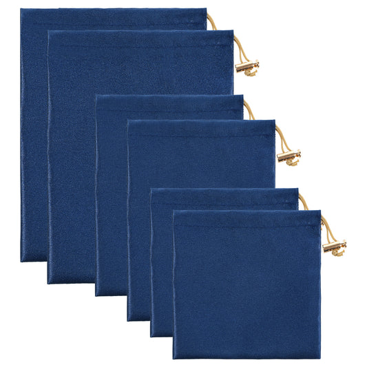 Soft Satin Drawstring Pouch, 6 Pcs Adjustable Jewellery Gift Bag Storage Soft Storage Bags Adult Toy Storage Bags for Women Men Couples Toy Underwear Cosmetic Sunglasses Travel Camping, 3 Sizes (Blue)