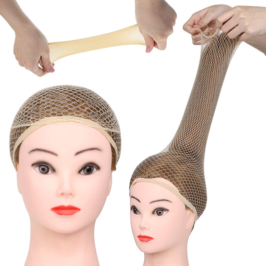 2 PCS Hair Net for Wig, Large Mesh Wig Cap for Long Hair, Skin Color Nylon Mesh Hairs Nets Women Non Slip Elastic Weaving Wigs Caps Accessory Halloween Rave Party Cosplay