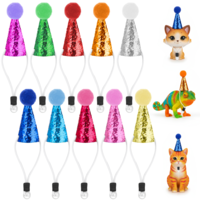 10 Pack Mini Party Hats for Toy Animals, Party Hats for Adjustable Teddys Glitter Cone Hat Colorful Sequin Holiday Hat for Birthday Partys Holidays Figurines Crafts Dolls Ducks Stuffed Animals