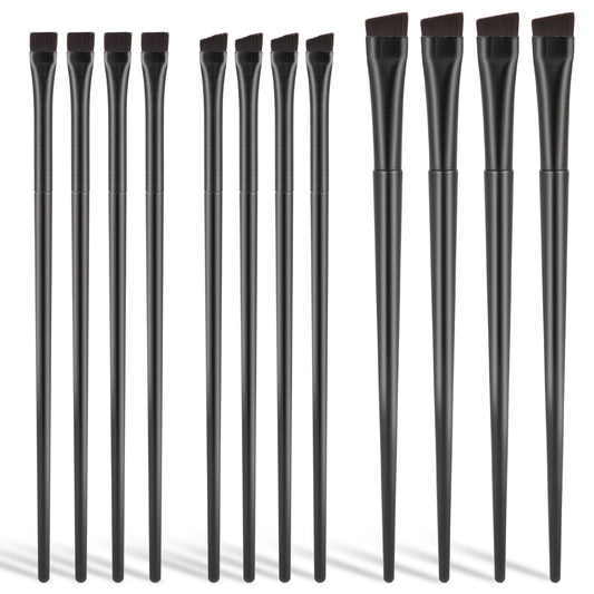 12 Pcs Flat Eyeliner Brush Angled Eyebrow Eyeliner Brush Set Ultra Thin Precision Eyeliners Makeup Brushes Set Synthetic Bristles Eye Makeup Tool