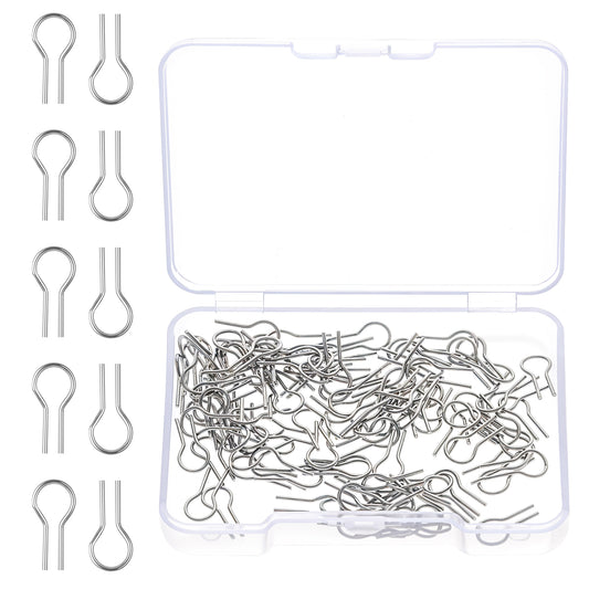 100 Pieces High Temperature Nichrome Wire Jump Rings R Shaped Hanging Burning Needle with 1 Plastic Storage Box Nichrome for Ceramic Ornaments Glass Projects Porcelain Stoneware and Fusing in Glass