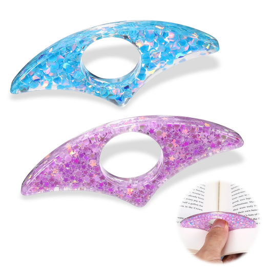 Thumb Book Page Holder 2PCS Book Page Holders for Reading Glitter Diamond Dotting Handmade Personalized Flower Plastic Books Opener Holder Thumb Meaningful Gifts for Lovers Teachers Students