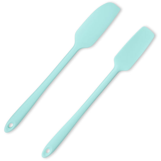 2 Pcs Silicone Spatula Set Flat Spatula and Spoon Spatula Heat Resistant Silicone Scraper for Mixing Stirring Baking Non-Stick Cookware Kitchen Cooking Utensil (Heat Resistant -22ºF~500ºF)