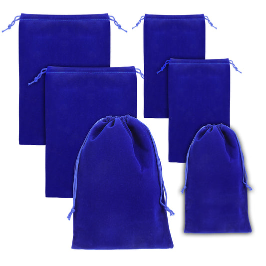 Adult Toy Storage Bags, 6 Pcs Blue Velvet Drawstring Pouch Adjustable Toy Organizer Bags Foldable Ditty Bag for Women Men Toy Cosmetic Underwear Sunglasses Travel Camping (7×9.8 Inch, 4×7.9 Inch)