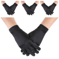 4 Pairs Adult Uniform Gloves Black Gloves Costume Gloves Formal Gloves for Men Marching Band Cosplay Costume