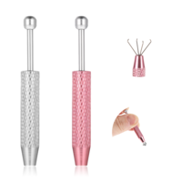 2 PCS Piercing Ball Grabber Tool Diamond 4 Claw Tweezers Piercing Assistant Pen Stainless Steel Jeweler Pick Up Tool Gem Picker Tool Chip Pick for Small Parts Pickup (Silver&Pink)
