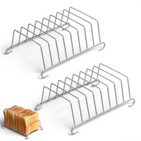 2 PCS Toast Rack, Stainless Steel Plated 8 Slice Toasts Racks Bread Loaf Slice Racks Holder Toast Rack for Air Fryer Rectangle Air Fryer Accessories for Kitchen Bakery DIY Handmake