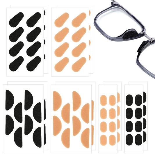 Nosepads for Eyeglasses, 48 Pairs Soft Foam Eye Glasses Nose Pads Non Slip 1.5mm Thickness Self Adhesive Glasses Nose Guards for Eyeglasses Sunglasses Reading Glasses (Skin Color, Black)
