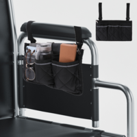 1PC Wheelchair Side Bag, Wheelchair Bag Armres Waterproof Wheelchair Armrest Pouch with Reflective Stripe, Bag for Wheelchair Side Organizer Wheelchair Pouch Side Pocket for Walker Rollator Wheelchair