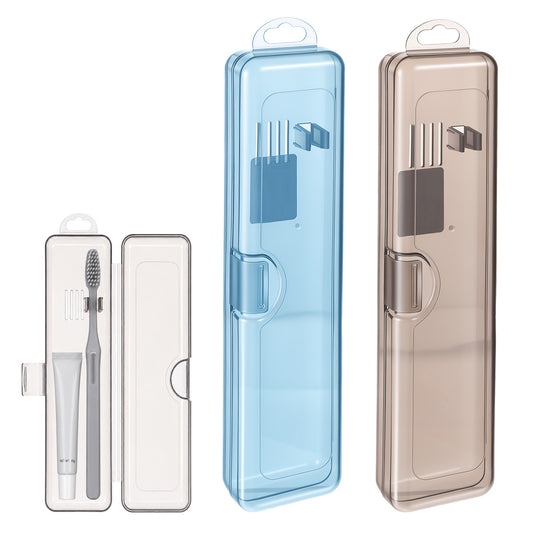 SynHHergyx 2 Pack Toothbrush Travel Case Tooth Brush Holder for Travel Portable Toothbrush Case for Traveling Breathable Tooth Brush Containers for Vacation Business Trips Gym, Hangable, Blue Brown