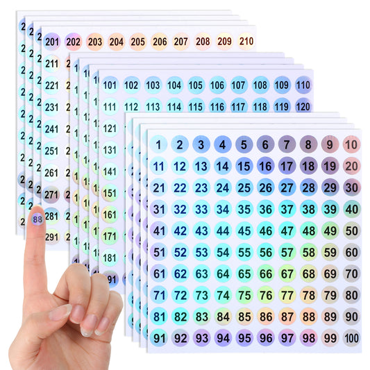 12 Sheets 1-300 Number Stickers, 1200 Pcs 0.4" Round Self-Adhesive Holographic Labels for Organizing Nail Polish Tools Bins Boxes, Reflective Laser Coding Inventory Stickers for DIY Crafts Home Office