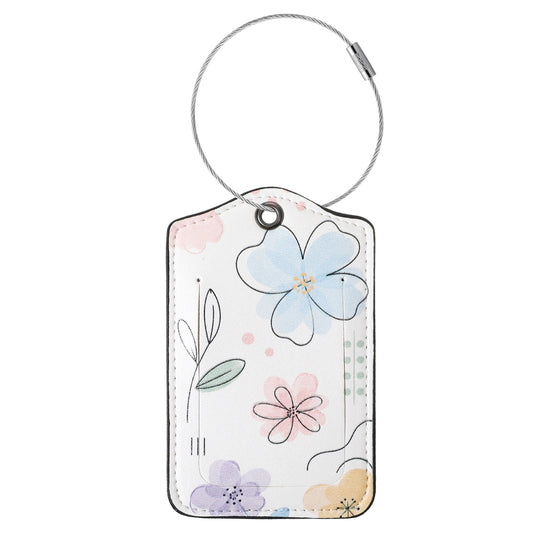2 Pack Floral Travel Luggage Tag for Suitcase, Cute PU Leather Travel Tags for Luggage, Passport Carte Postale Luggages Tag Suitcase Tags Identifiers with Privacy Name ID Labels and Loop for Women