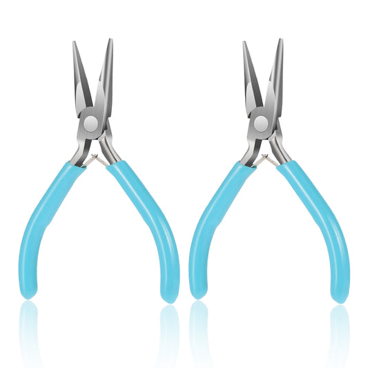 4.8 Inch Mini Jewelry Pliers, Super Precision Jewelry Making Tools Chain Nose Pliers for Jewelry-Making Flat Nose Jewelry-Plier Flat NosePliers Comfort Grip Handle CraftPliers, Mini Wire Cutters