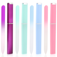 4 Pack Glass Nail Files Double Side Polish Glass Fingernail File with Case Professional Nail File for Women Girls,Green, Blue, Pink, Purple