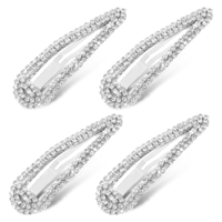 4PCS Rhinestone Hair Clips, Crystal Hair Barrettes, Water Drop Crystal Hair Barrettes, Bling Metal Snap Duckbill Hairpins, Sparkle Hair Accessories for Women