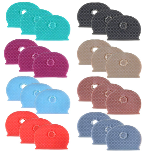 24 Pcs Key Covers Caps, Flexible Round PVC Key Tags Colour Coded Keys Identifiers and Tags Cute Keys Head Protectors for Standard (Assorted Colours)