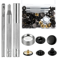 20 Sets Heavy Duty Leather Snap Fasteners Kit, 15mm Metal Snap Buttons Kit Press Studs with 4 Install Tools, Rivets and Snaps for Clothes Bracelet Jackets Jeans
