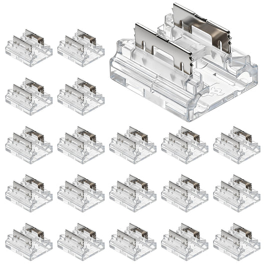 Alrhso LED Light Strip Connectors, 20 Pack 8-in-1 Led Light Connectors for 8mm 2-Pin COB/SMD 2835/3528 LEDStrips - Corner, Straight, Strip-to-Strip & Strip-to-Wire