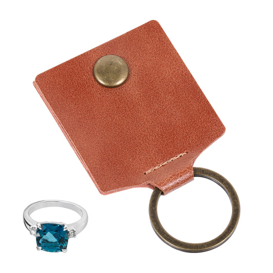 Leather Keychain Ring Holder, Wedding Travel Ring Coin Case Ring Pouch Ring Holder Keychain for Gym, Leather Jewelry Travel Pouch for Wedding Ring Workout and Gym Ring Holder for Women, Vintage Brown