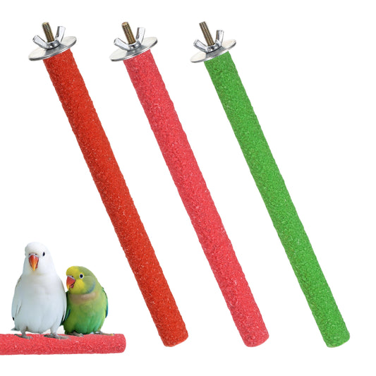 Multi-Color Bird Perch, 3 Pcs Fun Wood Bird Perches for Cage Stand Parakeet Perches Parakeet Toys Sanded Surface Paw Grinding Sticks Parrot Climbing Sticks for Budgies Cockatiels Parakeets Canaries