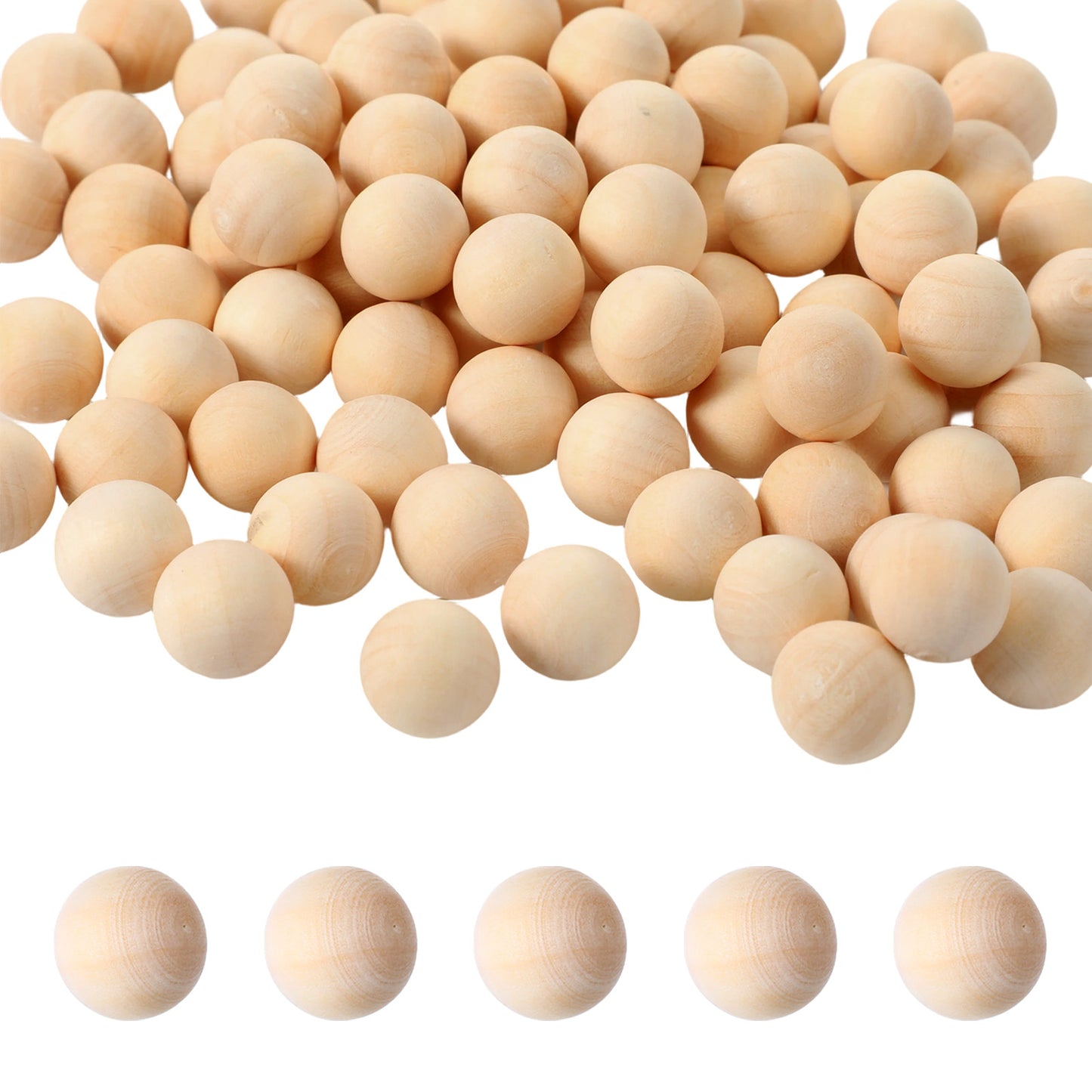 100 PCS Wooden Balls for Crafts, Unfinished Wood Craft Ball Knobs Round Natural Wood Balls Wooden Drawer Cabinet Knobs Spheres Pulls Handle for Furniture Cabinet Drawer Dresser DIY Crafts, 0.5 Inch