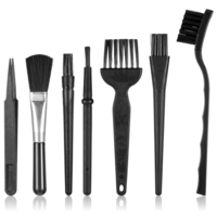 7 In 1 Anti Static Cleaning Brush Set Keyboard Brush Small Nylon Anti Static Brush for Cleaning Such As Computer Motherboard Fans Dust Removal Cleaning-Brush (Black)