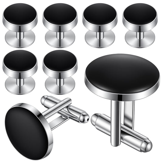 Tuxedo Shirt Buttons, 8 PCS Cuff Links Mens Cufflinks and Studs Set, Tuxedo Studs Men's Cuff Links Tux Shirt Accessories for Men Wedding Business Gift Classic Tux Stud