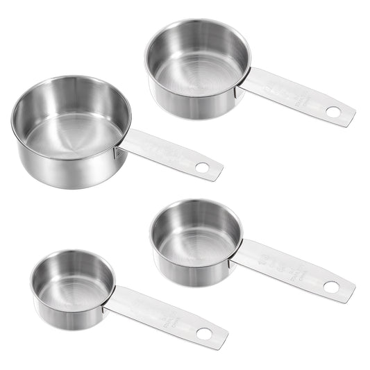 Stainless Steel Measuring Cups Set, 1/8, 1/4, 1/3 and 1/2 Cup Metal Measuring Cup Kitchen Gadgets Measure Cups for Cooking Baking Dry Wet Ingredients and Liquid, Dishwasher Safe, Set of 4