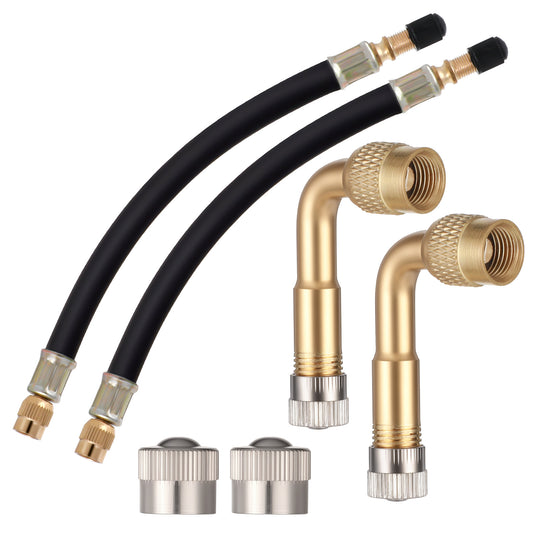 KALIONE Tire Valve Extension, 215mm Tire Valve Stem Extension Adaptor with Brass, Flexible Valve-Stem Extender with 90 Degree Tire-Valve-Stem for RV, Bike, Motorcycle, Car