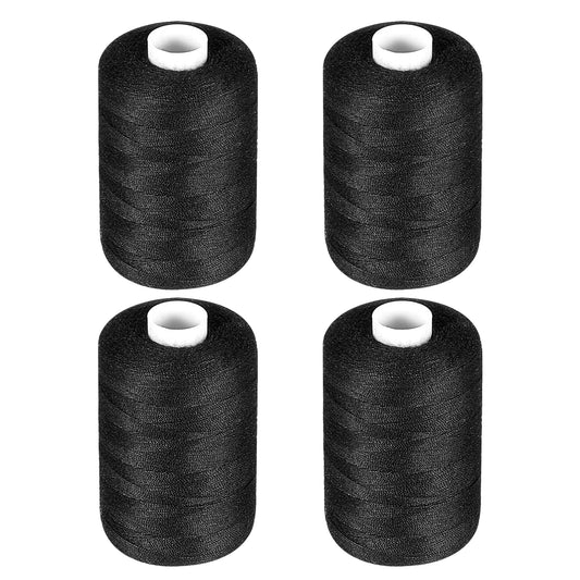 4Pcs Thread for Sewing, 914 m|1000 Yard per Black Sewing Threads, Polyester Threads for Sewingmachine, All Purpose Sewingthread, Sewingthread Thread for Beginners, Blackthread for Clothes