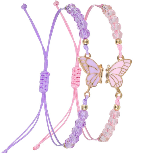 Gtziqa Butterfly Friendship Bracelets, 2 Pcs Matching Bracelets Adjustable BFF Bracelet Handmade Best Friends Bracelet Jewelry Gifts for Women Couples Friends