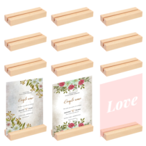 12 Pack Wood Place Card Holders Wood Photo Picture Card Holders Table Number Holder Stands Small Sign Display for Weddings Banquets and Parties