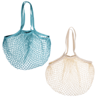 Xelsluthe 2-Pack Reusable Mesh Grocery Bags, Cotton String Storage Organizer Shopping Bags Washable Produce Bag with Long Handle Portable Net Tote Bag for Vegetables Fruit Farmers Market Shopping