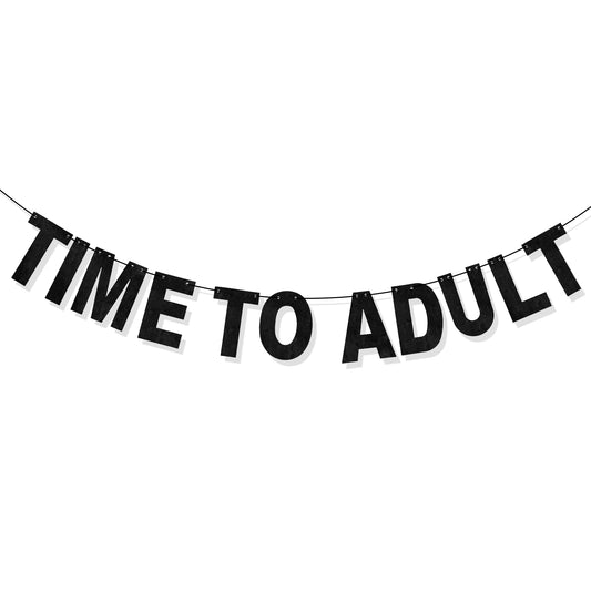 18th Birthday Banner Happy Black Time to Adult Banner 18th Birthday Party Decorations Cheers to 18 Years Banner Glitter 18 Years Party Supplies Sign for 18th Birthday Party Decors Supplies Photo props