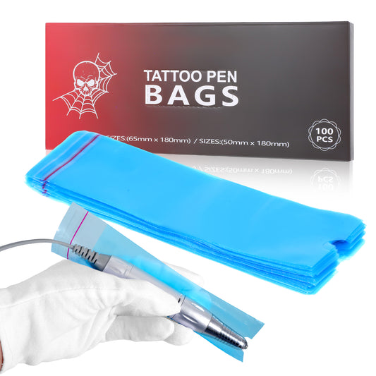 200PCS Large Tattoo Pen Covers Blue, 1.96 × 7.09 Inch Disposabletattoo Pen Bags Tattoo Pen Machine Bags Tattoo Machine Wrap for Tattoo Pens
