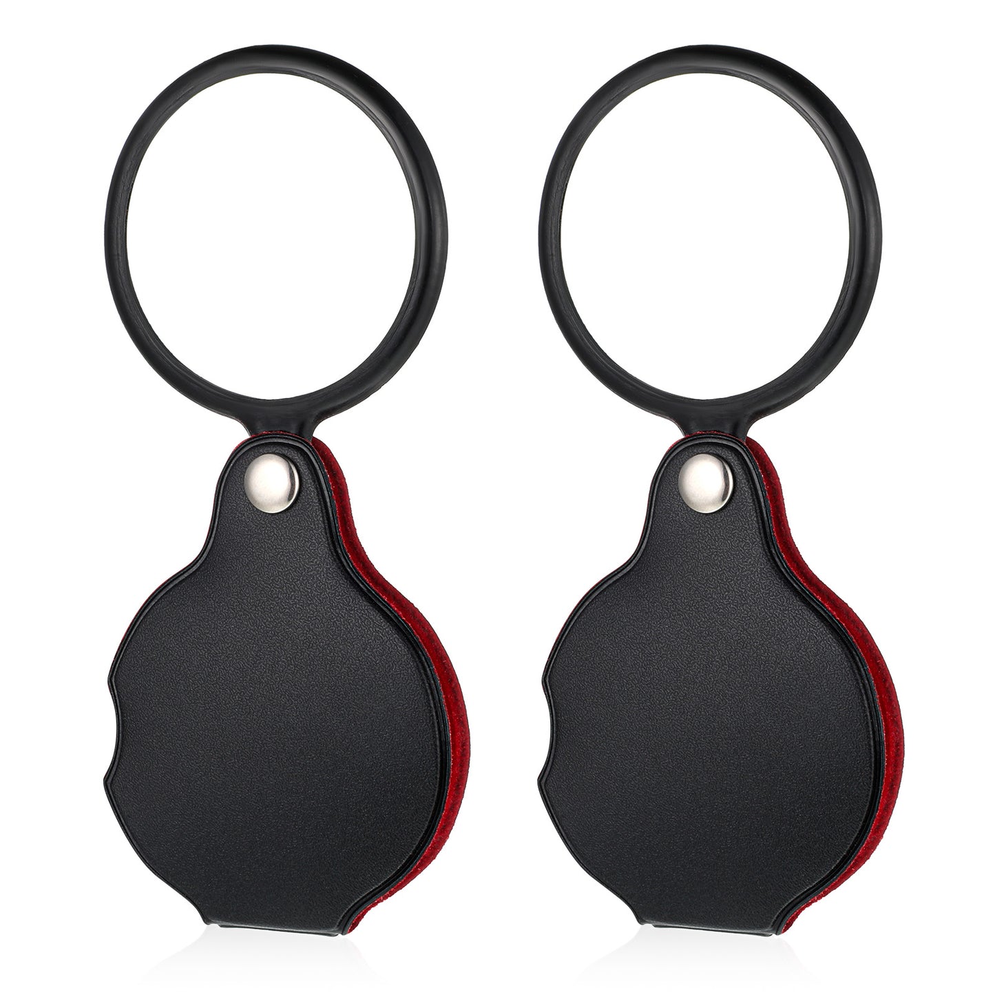 10X Small Magnifying Glass, 2PCS Pocket Pocket Magnifier Rotating 50mm Folding Magnifier with Protective Sheath Portable Mini Magnifying Glass for Seniors Reading, Jewelry, Inspection (Black)