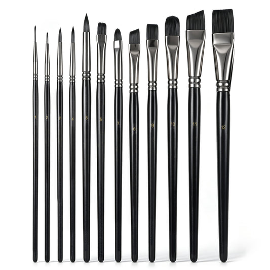 Face Painting Brushes, 12 Pcs Gouache Paint Brushes Set
