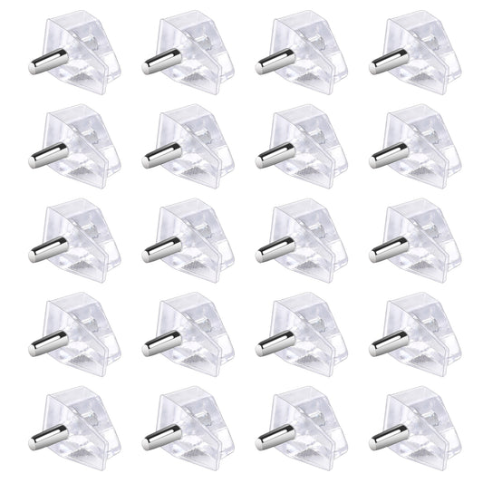 Pack of 20 Shelf Support Plastic Transparent with Steel Pin 3 mm Shelf Support Peg Cabinet Shelf Pins Cabinet Pegs Shelf Holder Replacement Peg Bookshelf Pegs