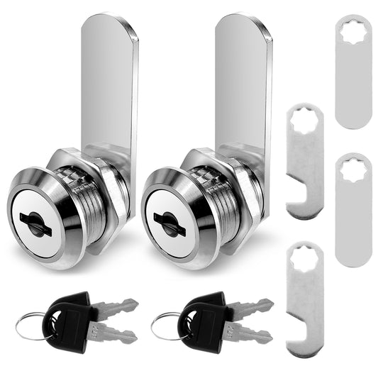 2 Pcs Toolbox Lock with Keys for Mailbox Lock Replacement, Mailbox Cam Lock 5/8" Cylinder, Cabinet Cam Lock Secured File Cabinet Lock with Keys Toolbox Lock Zinc Alloy Drawer Lock and Key