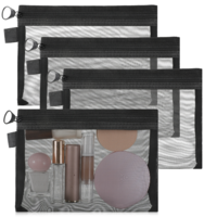 4 Pack Mesh Makeup Bag Organizer Small Zipper Pouch for Purse See Through Cosmetic Travel Toiletry Bags for Women Men