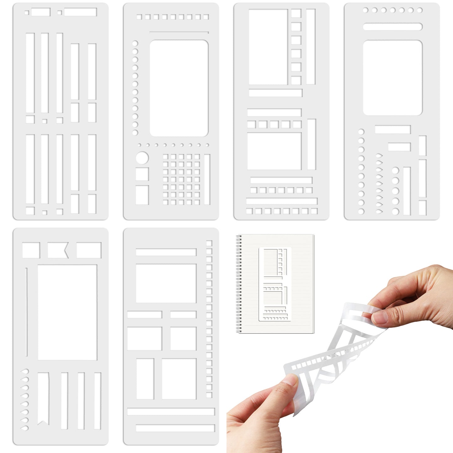 6 PCS Handmade Flexible Record Template, Reusable Drawing and Checklist Templates Versatile Planner Calendar Stencils Set for DIY Craft Journaling Checklists Scrapbooking Supplies ﻿
