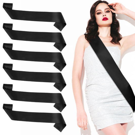 6pcs Black Sashes Satin Sash Blank Sashes 2024 Sashes Senior Sashes Birthday Sash Queen Sashes Custom Personalized Sashes Plain Satin Sashes to Decorate for Pageants Birthday Homecoming