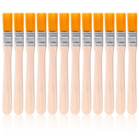 12Pcs Small Paint Brushes, 0.5 Inch Width Soft Bristle with Wood Handle, Small Touch Up Paint Brush for Furniture Painting Ceilings Walls Woodwork Fences Cabinets Edge Painting Decorating Tool, Yellow